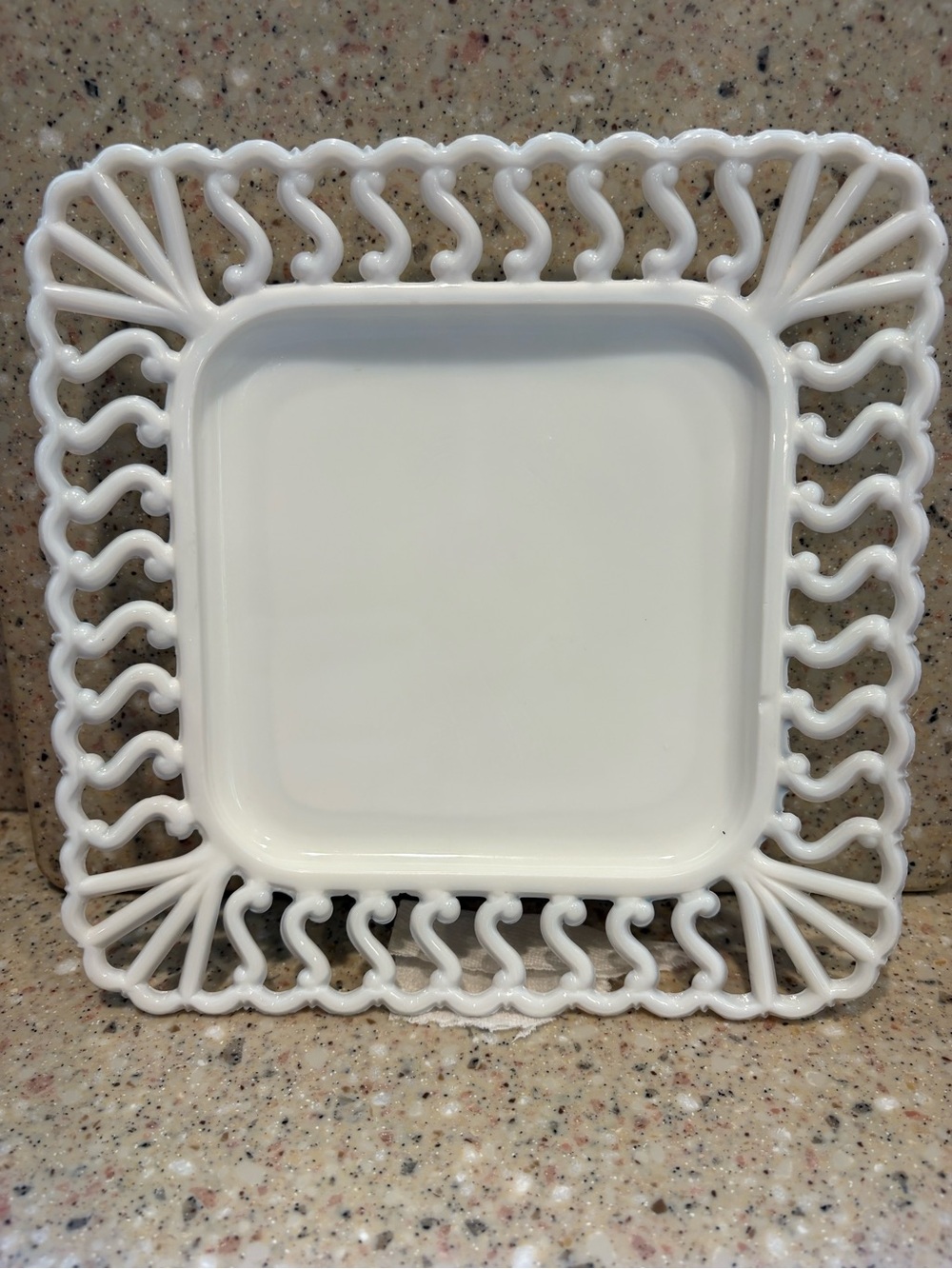 Vintage Westmoreland Square Milk Glass Plate in Excellent Condition!